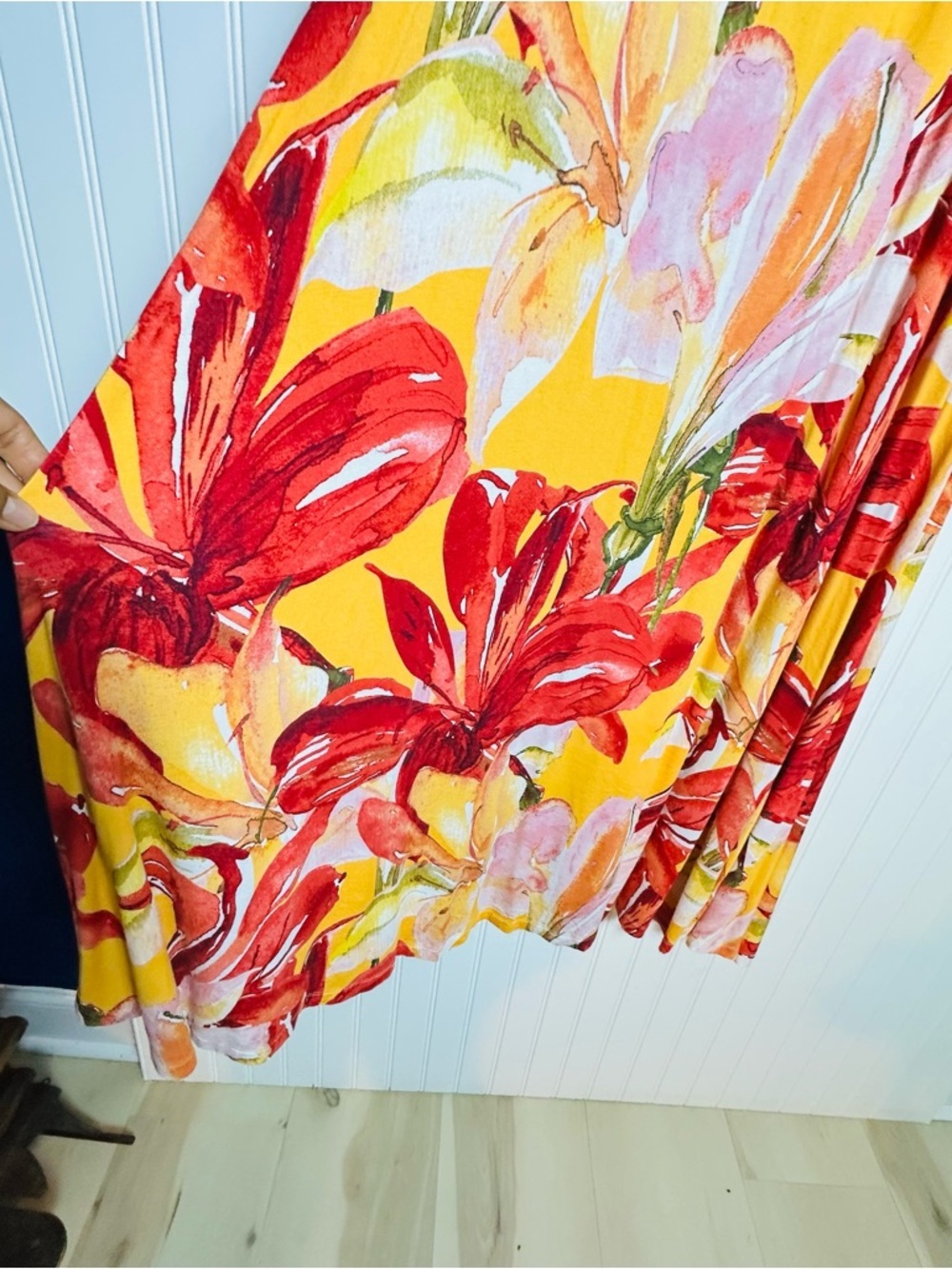 Soft Surroundings ELIA Dress Apricot Floral 3/4 Sleeve Floral S V-neckline - Picture 6 of 14
